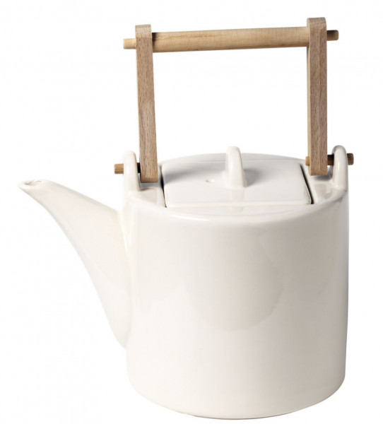 Teekanne mit hellem Holzgriff